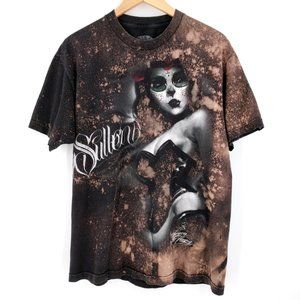 Simon Hayag Sullen Custom Bleach Distressed Tattoo T-Shirt L
